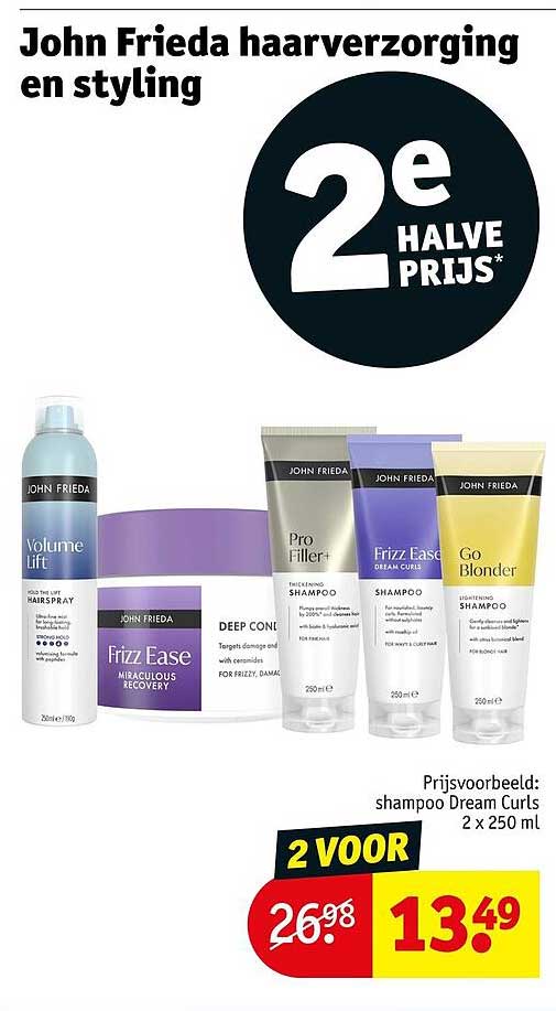 John Frieda haarverzorging en styling 2e halve prijs