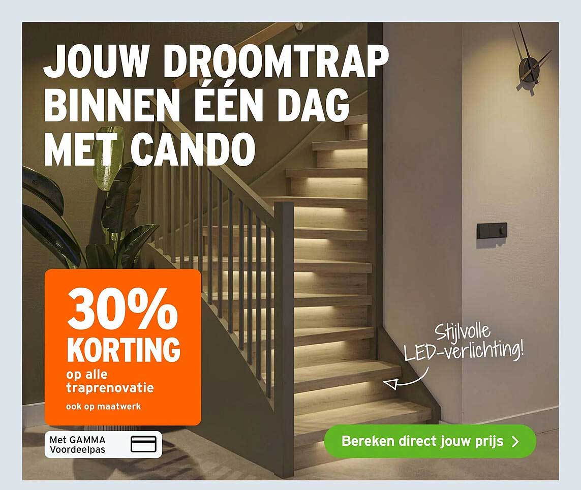 Jouw droomtrap binnen één dag met Cando - 30% korting