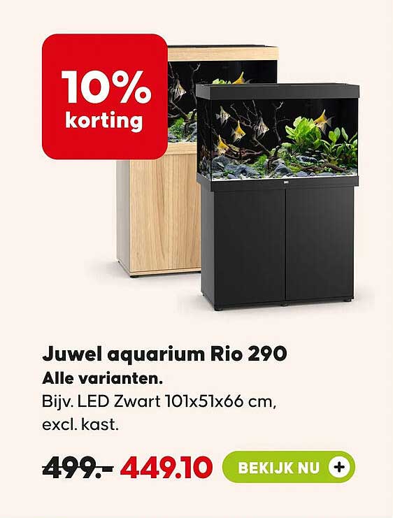 Juwel aquarium Rio 290 Alle varianten. Bijv. LED Zwart 101x51x66 cm, excl. kast. 10% korting