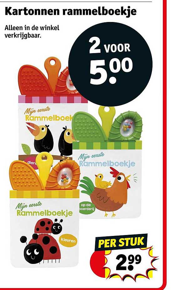 Kartonnen rammelboekje 2 voor 5.00