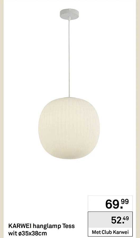 KARWEI hanglamp Tess wit ø35x38cm