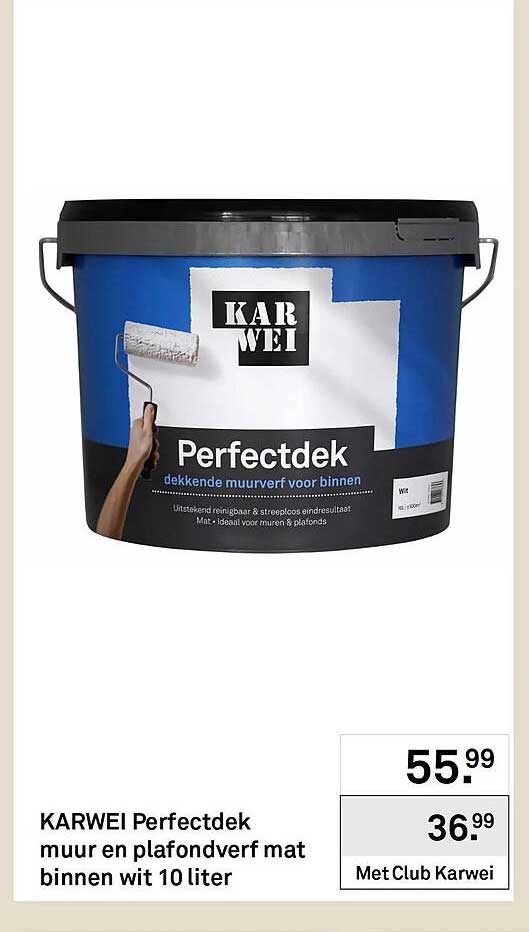 KARWEI Perfectdek muur en plafondverf mat binnen wit 10 liter