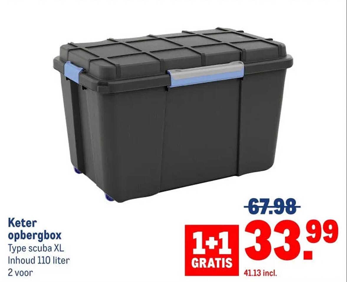 Keter opbergbox Type scuba XL Inhoud 110 liter 2 voor 1+1 GRATIS