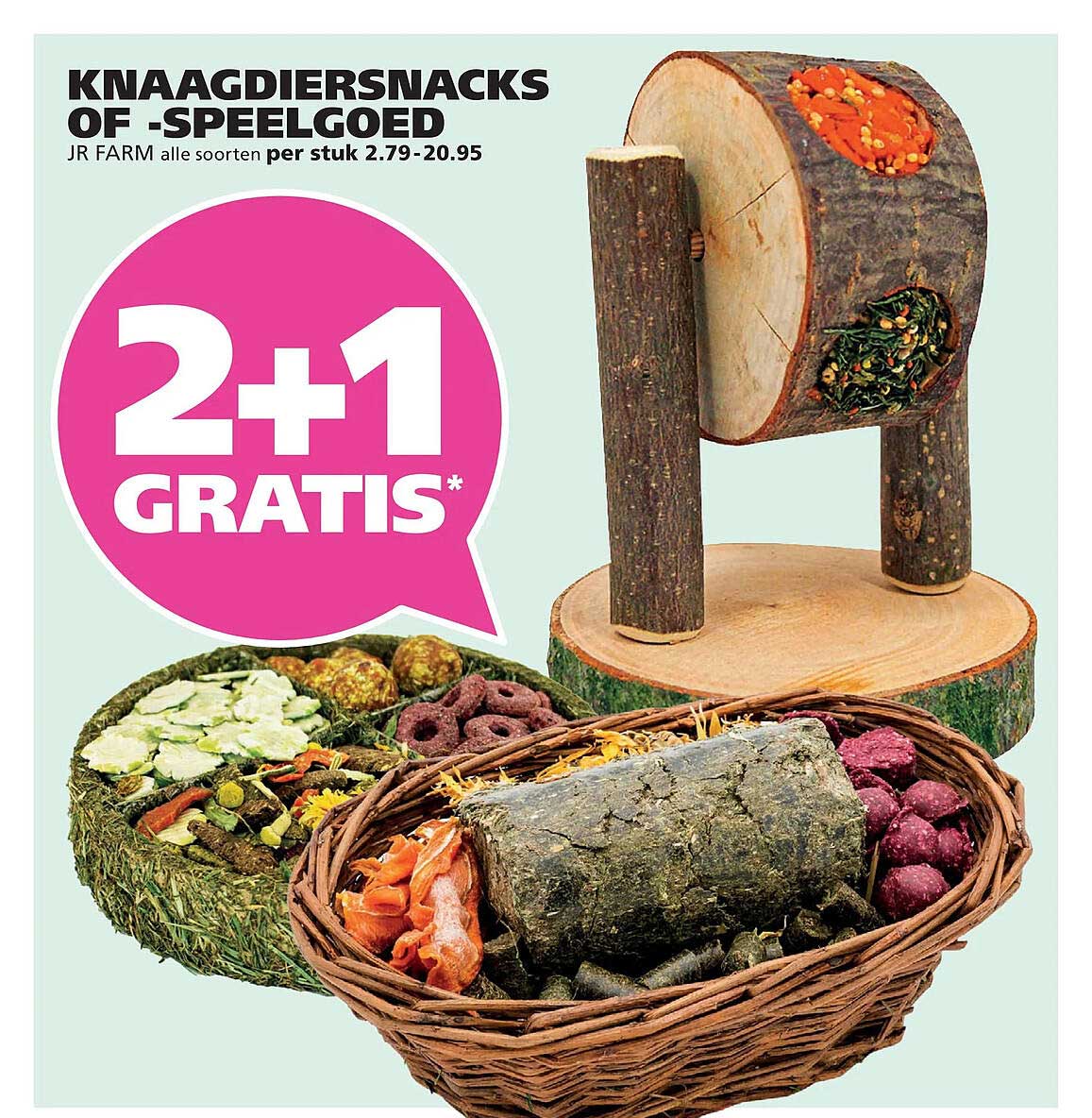KNAAGDIERSNACKS OF -SPEELGOED JR FARM alle soorten per stuk 2.79-20.95 2+1 GRATIS*