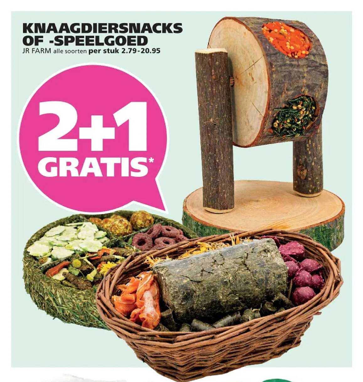 Knaagdiersnacks of -speelgoed JR Farm alle soorten per stuk 2.79-20.95 2+1 gratis