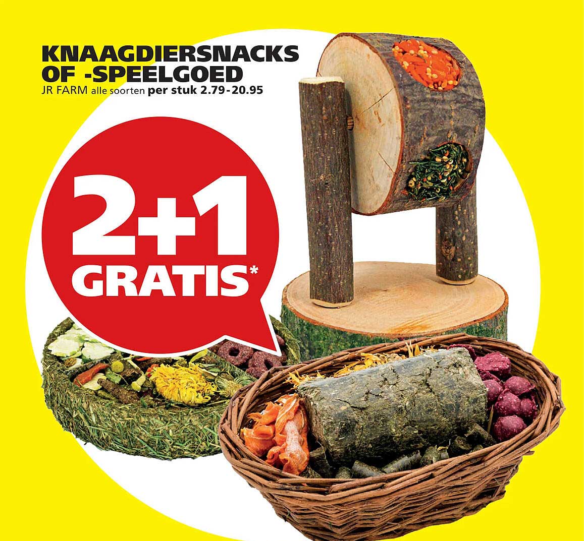 KNAAGDIERSNACKS OF -SPEELGOED JR FARM alle soorten per stuk 2.79-20.95 2+1 GRATIS*