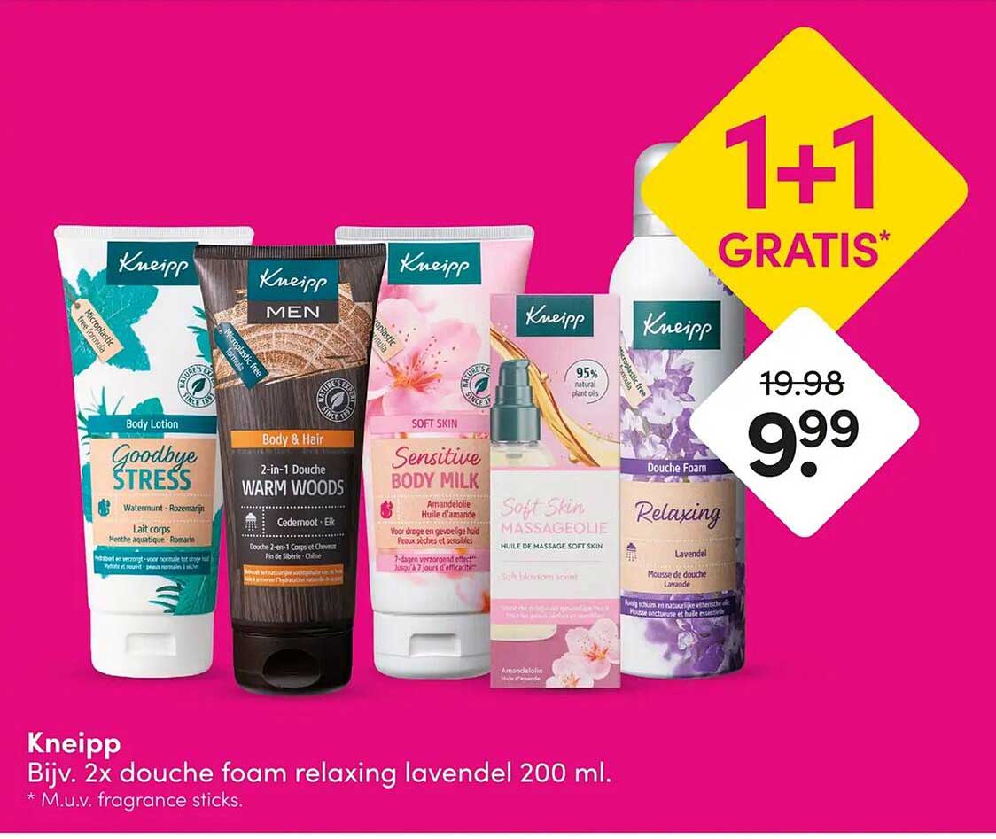 Kneipp Bijv. 2x douche foam relaxing lavendel 200 ml. 1+1 GRATIS