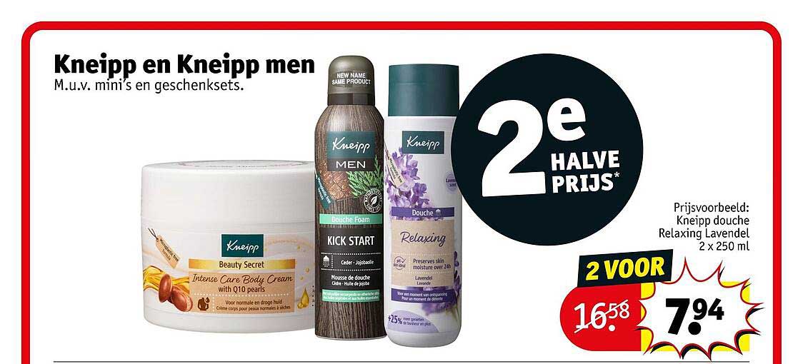 Kneipp en Kneipp men M.u.v. mini's en geschenksets. 2e halve prijs*
