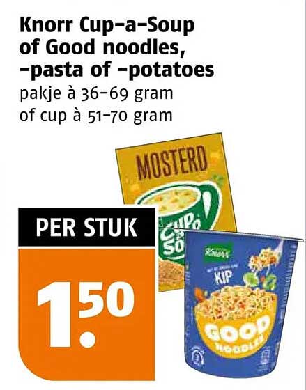 Knorr Cup-a-Soup of Good noodles, -pasta of -potatoes per stuk