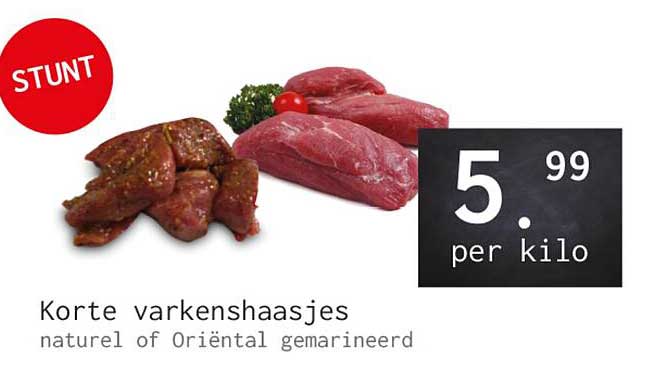 Korte varkenshaasjes naturel of OriëntaI gemarineerd