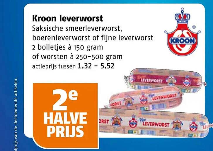 Kroon leverworst 2e halve prijs