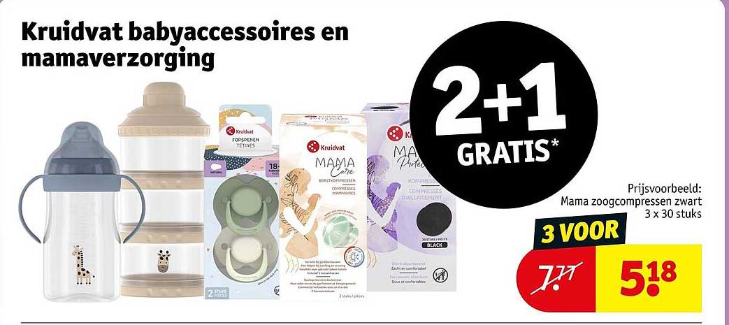 Kruidvat babyaccessoires en mamaverzorging 2+1 GRATIS*
