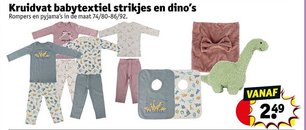 Kruidvat babytextiel strikjes en dino’s