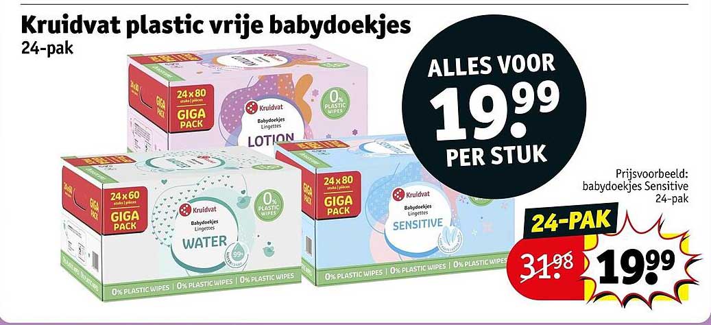 Kruidvat plastic vrije babydoekjes 24-pak