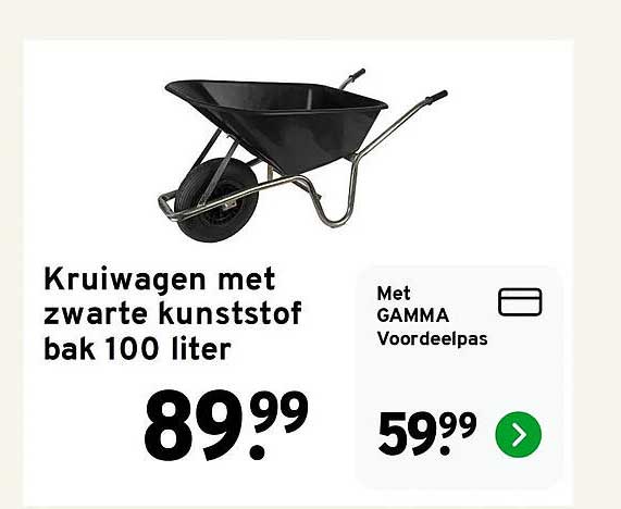 Kruiwagen met zwarte kunststof bak 100 liter