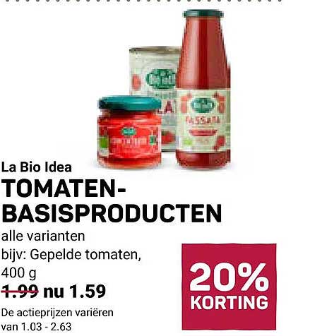 La Bio Idea TOMATEN-BASISPRODUCTEN alle varianten