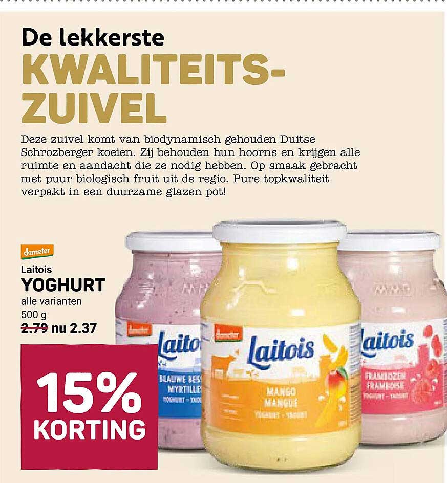 Laitois Yoghurt alle varianten 500 g 15% KORTING