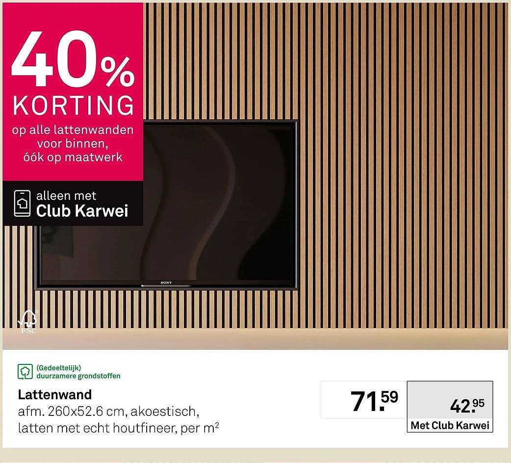 Lattenwand 40% korting