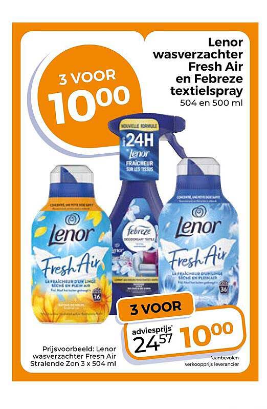 Lenor wasverzachter Fresh Air en Febreze textielspray 504 en 500 ml