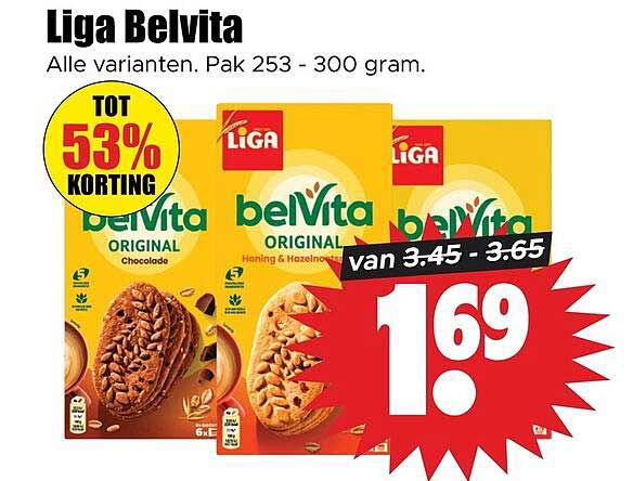 Liga BelVita Alle varianten. Pak 253 - 300 gram.