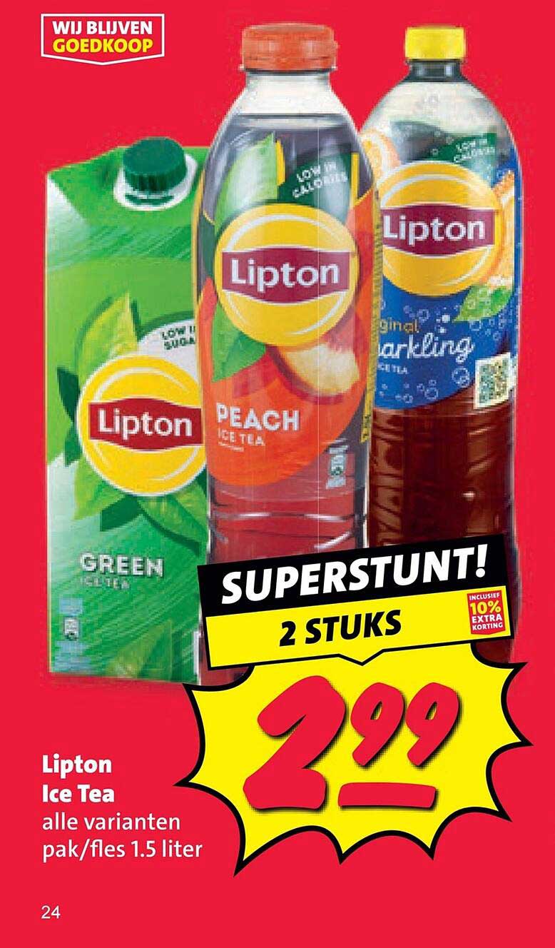 Lipton Ice Tea alle varianten pak/fles 1.5 liter SUPERSTUNT! 2 STUKS