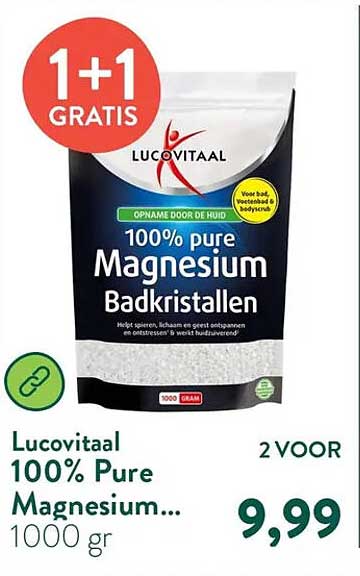 Lucovitaal 100% Pure Magnesium Badkristallen 1+1 gratis