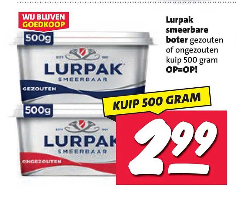 Lurpak smeerbare boter gezouten of ongezouten kuip 500 gram OP=OP!