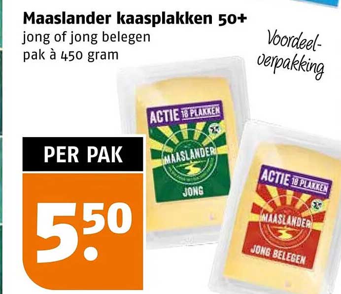 Maaslander kaasplakken 50+ jong of jong belegen pak à 450 gram