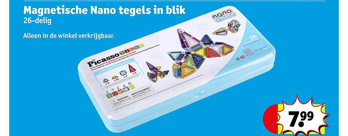 Magnetische Nano tegels in blik 26-delig