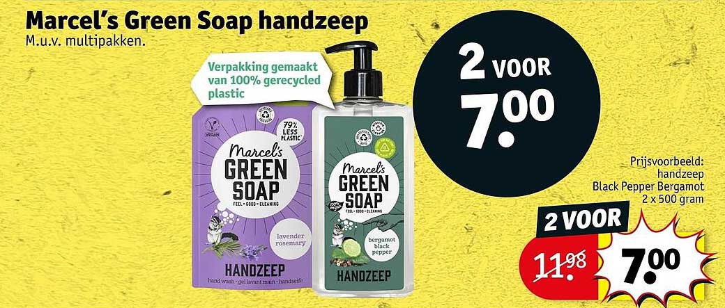 Marcel’s Green Soap handzeep M.U.V. multipakken 2 voor 7.00