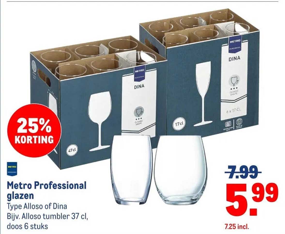 Metro Professional glazen Type Alloso of Dina Bijv. Alloso tumbler 37 cl, doos 6 stuks