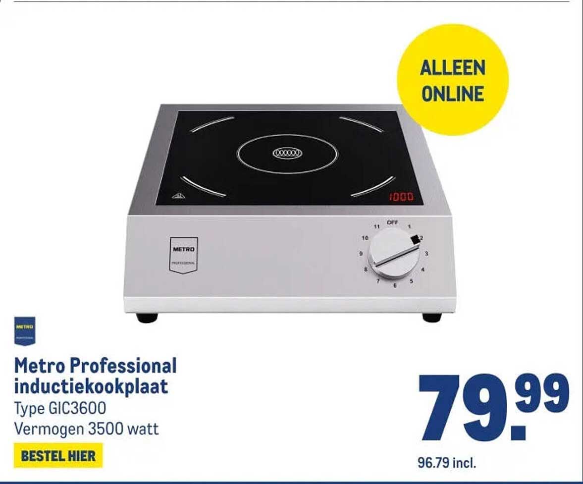 Metro Professional inductiekookplaat Type GIC3600 Vermogen 3500 watt