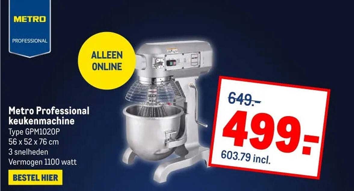 Metro Professional keukenmachine Type GPM1020P ALLEEN ONLINE