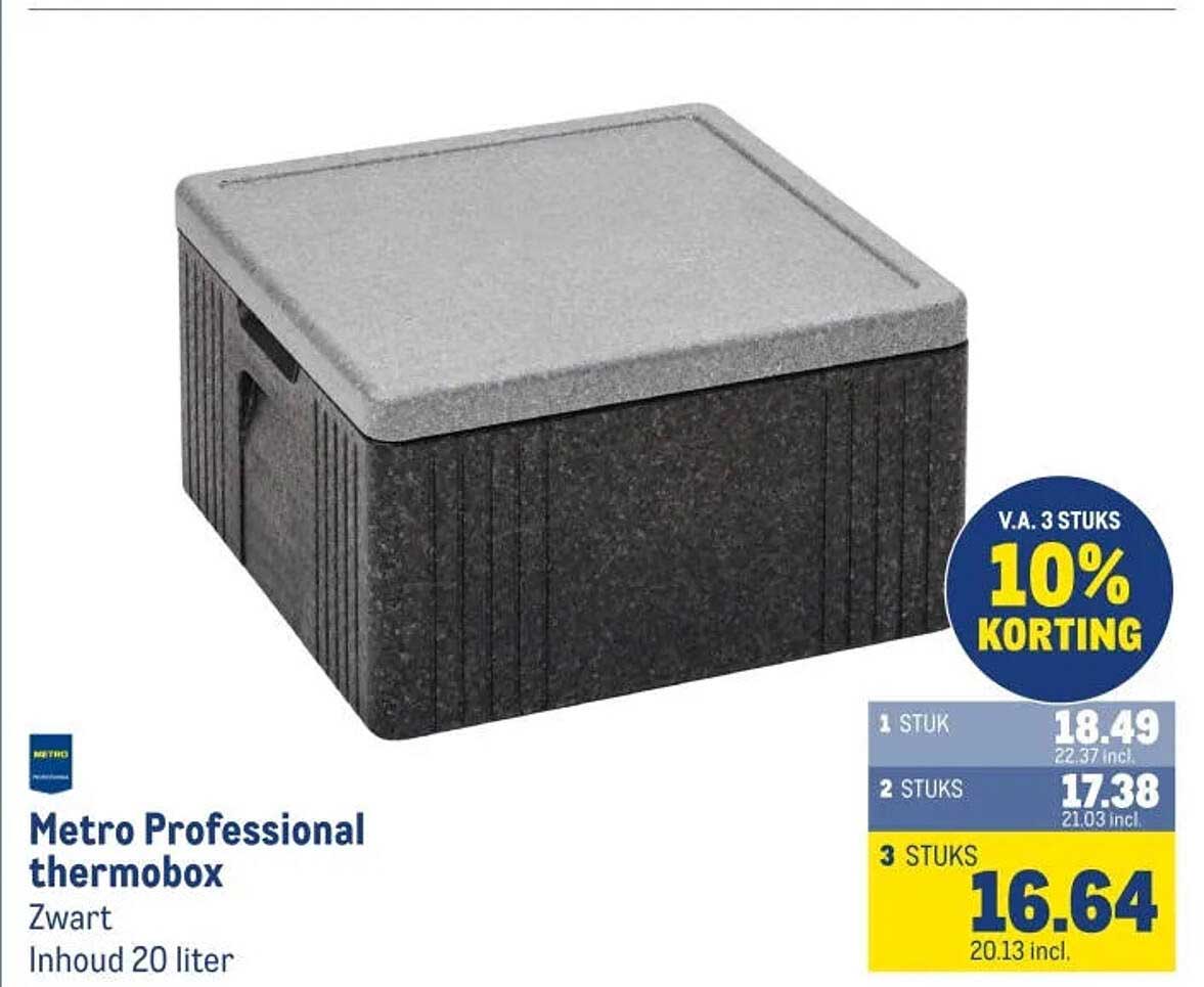 Metro Professional thermobox Zwart Inhoud 20 liter V.A. 3 STUKS 10% KORTING