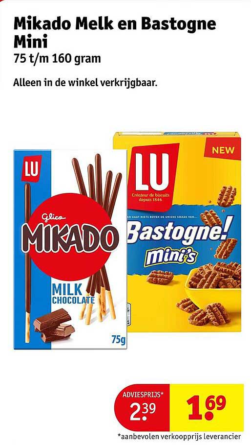 Mikado Melk en Bastogne Mini 75 t/m 160 gram