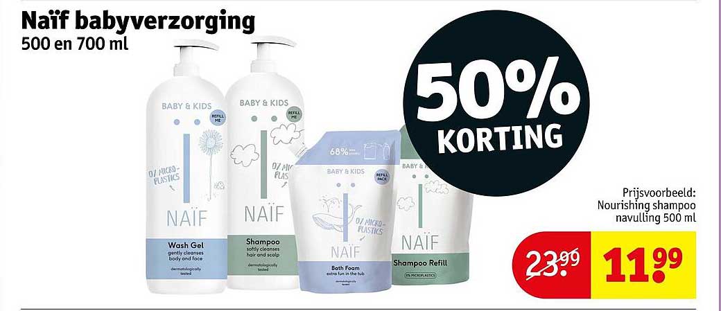 Naïf babyverzorging 500 en 700 ml 50% KORTING