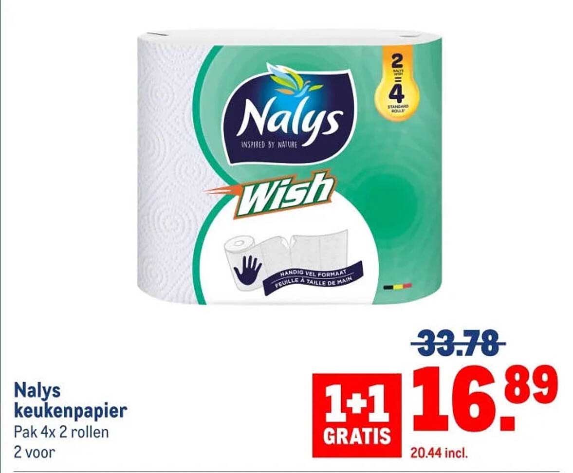 Nalys keukenpapier 1+1 gratis