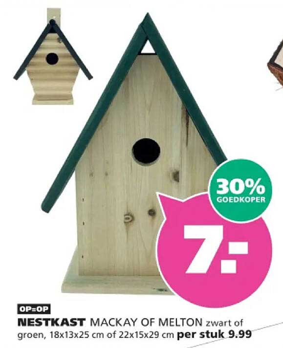 NESTKAST MACKAY OF MELTON zwart of groen, 18x13x25 cm of 22x15x29 cm per stuk 9.99