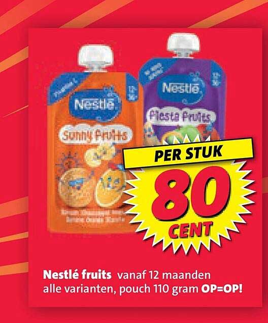 Nestlé fruits vanaf 12 maanden alle varianten, pouch 110 gram OP=OP! PER STUK