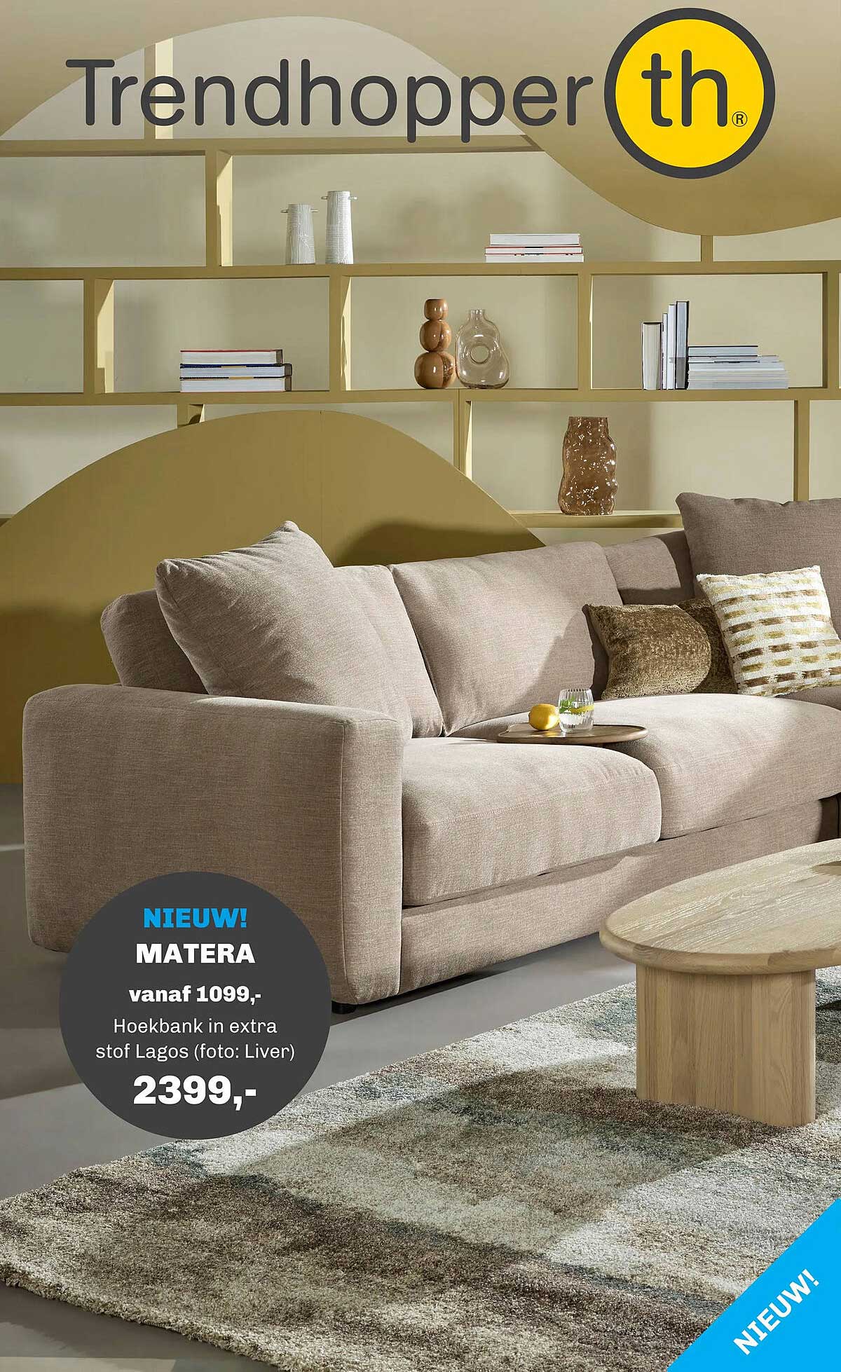 NIEUW! MATERA Hoekbank in extra stof Lagos (foto: Liver)