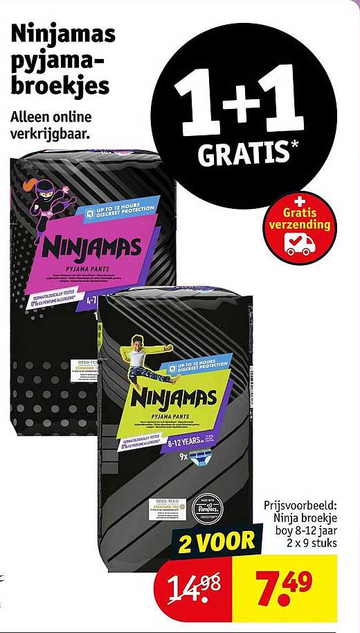 Ninjamas pyjama-broekjes 1+1 gratis