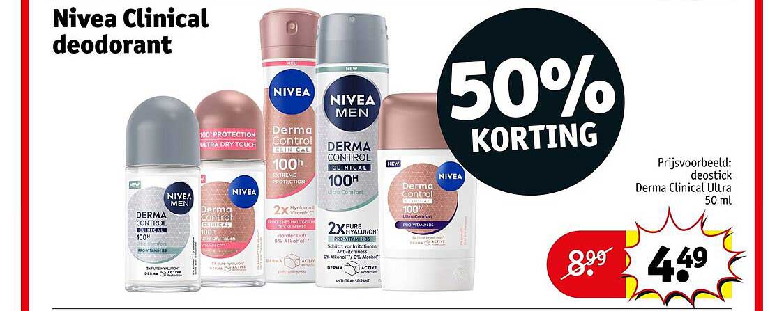 Nivea Clinical deodorant 50% KORTING