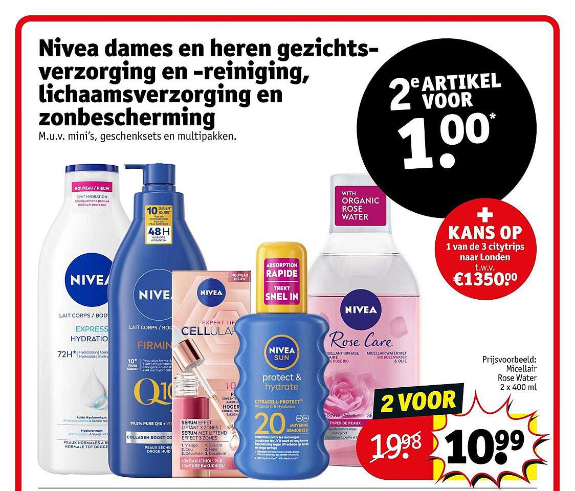 Nivea dames en heren gezichtsverzorging en -reiniging, lichaamsverzorging en zonbescherming