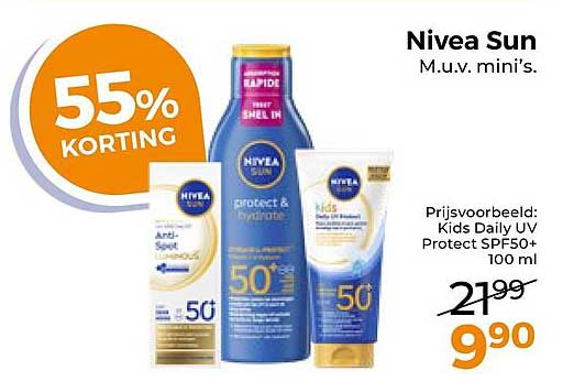 Nivea Sun M.u.v. mini's. 55% korting