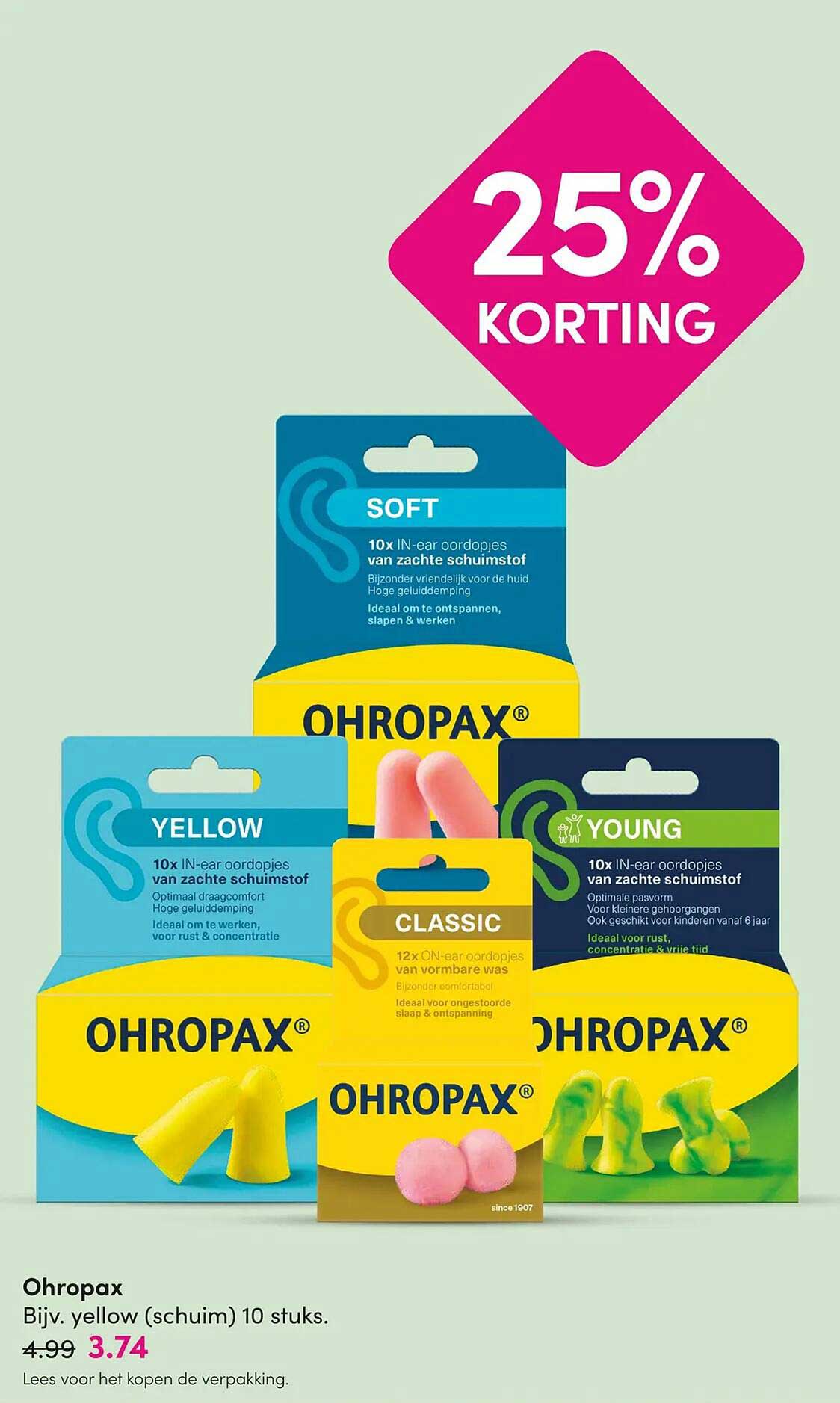 Ohropax Bijv. yellow (schuim) 10 stuks. 25% KORTING