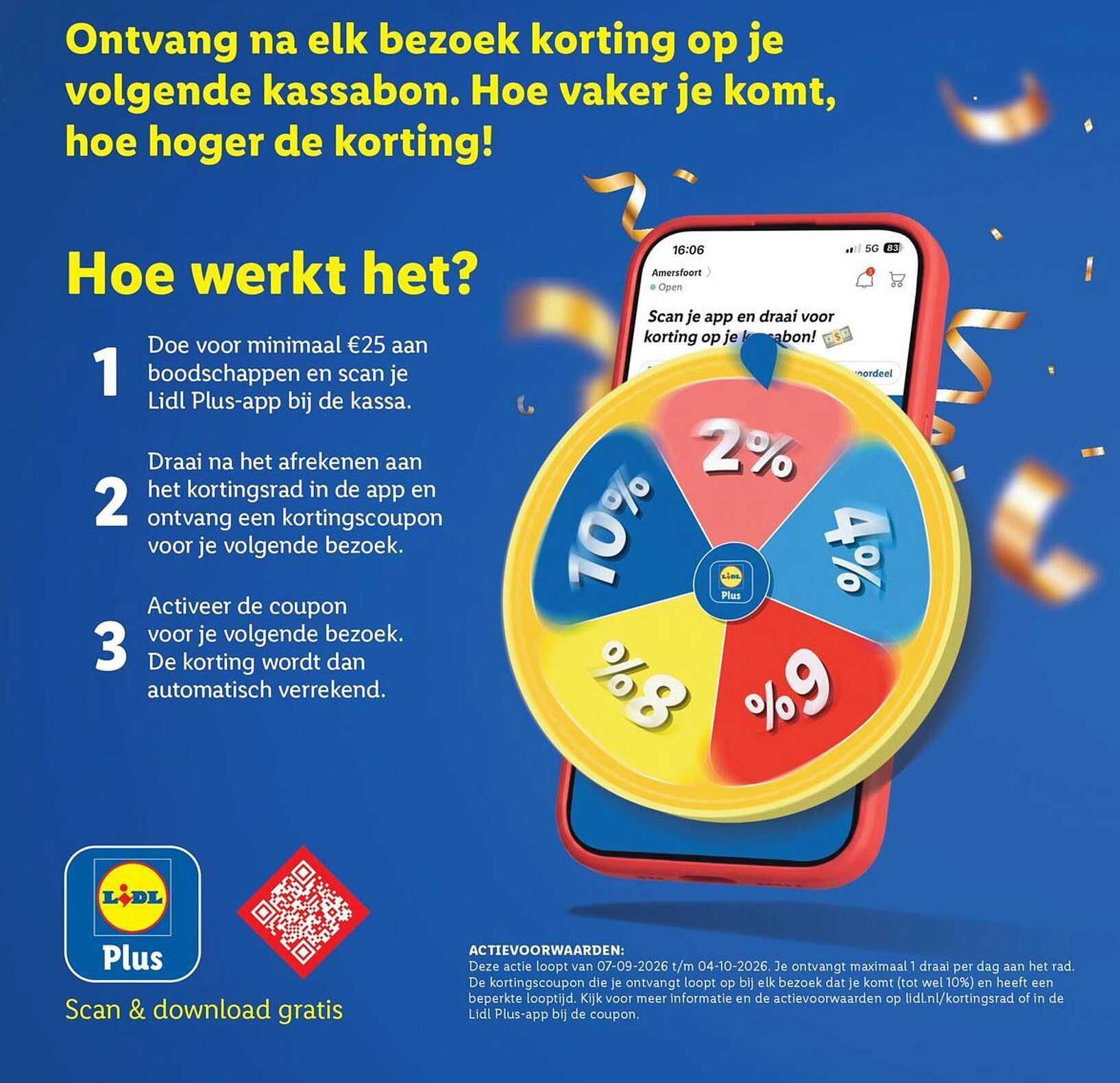 Ontvang na elk bezoek korting op je volgende kassabon. Hoe vaker je komt, hoe hoger de korting!