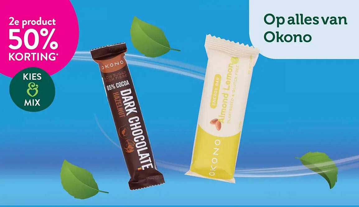 Op alles van Okono 2e product 50% korting