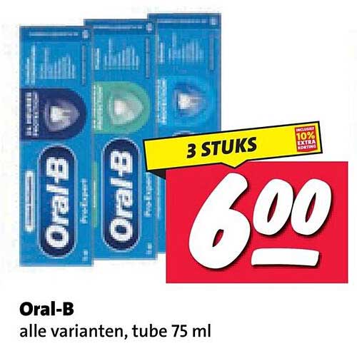 Oral-B alle varianten, tube 75 ml 3 stuks