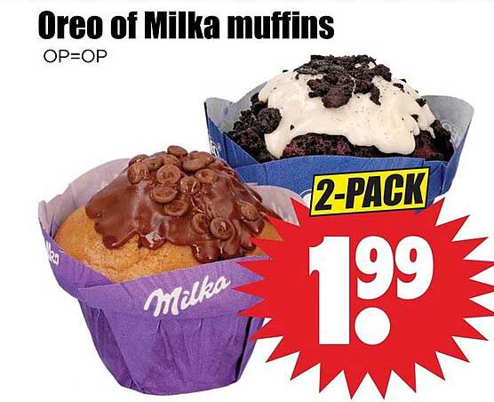 Oreo of Milka muffins OP=OP 2-PACK