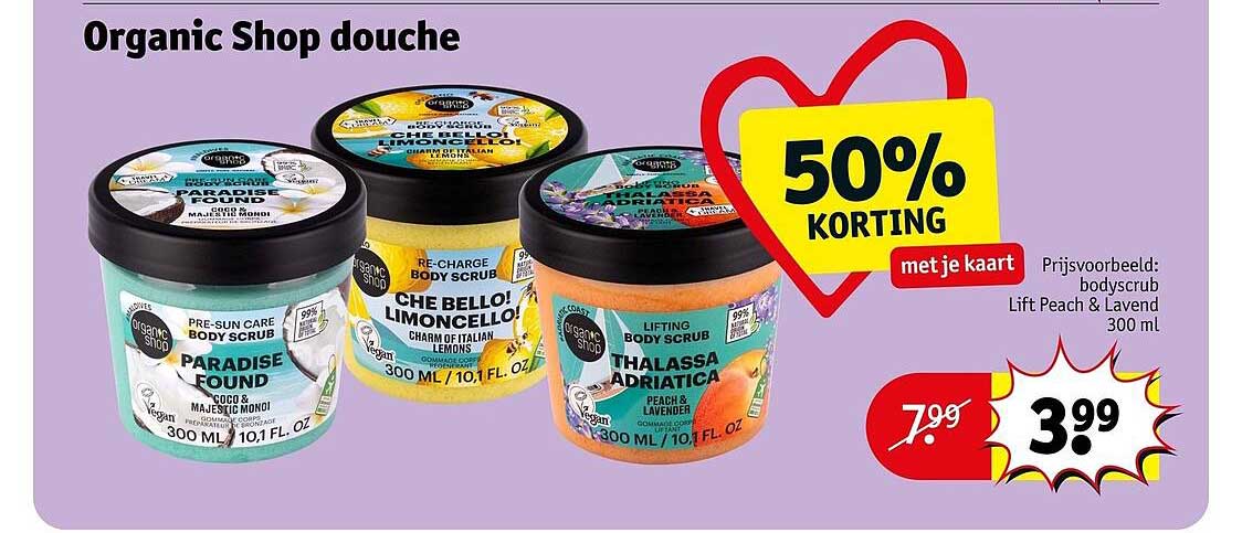 Organic Shop douche 50% KORTING met je kaart